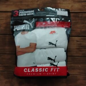 NEW Puma Premium Crew Neck T-Shirts S White 3-Pack Classic Fit